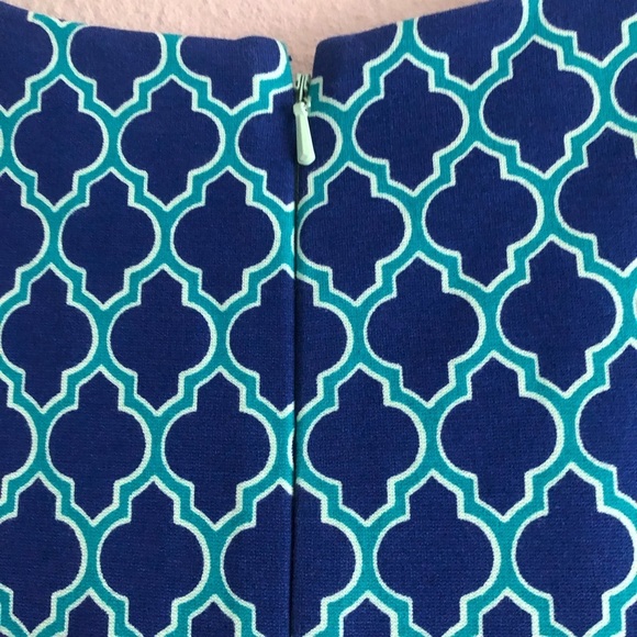 Lands' End Royal Teal Blue Quatrefoil Ponte Stretch Sheath Dress NEW size 6 - Picture 8 of 14